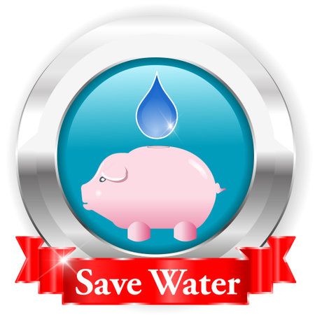 save water badge, water drop showing save water conceptのイラスト素材