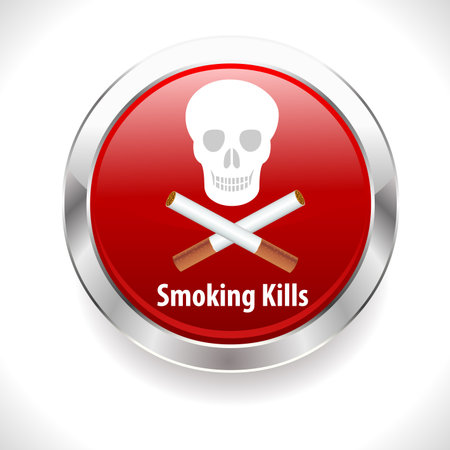 No smoking sign vector Illustration on white background with skullのイラスト素材