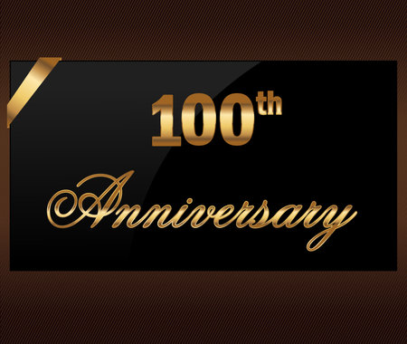 100 year anniversary golden label, decorative golden emblem - vector illustrationのイラスト素材