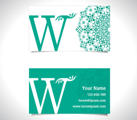 Business card with alphabet letter W, creative W letter logo concept - vector eps10のイラスト素材