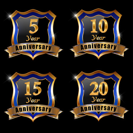 set of anniversary elements, 30 year anniversary badgeのイラスト素材