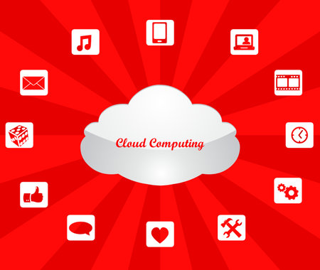 Cloud computing technology concept design abstract vector illustration with lots of iconsのイラスト素材