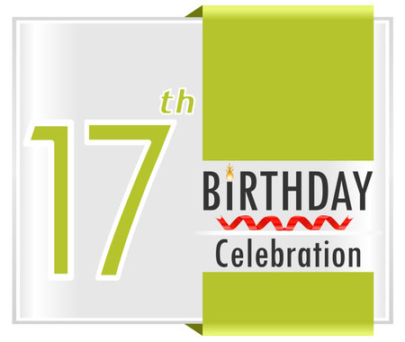 17 birthday celebration card with vibrant colors and ribbon - vector illustrationのイラスト素材