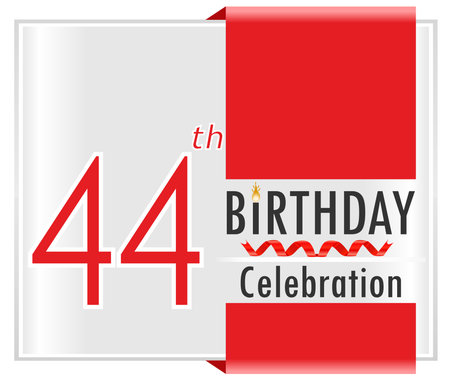 44 birthday celebration card with vibrant colors and ribbon - vector illustrationのイラスト素材
