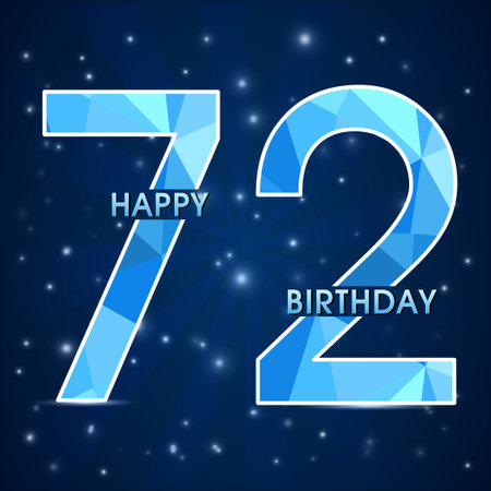 72  year birthday celebration golden label,decorative polygon golden emblem - vector illustrationのイラスト素材