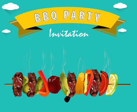 BBQ, Barbecue Menu, Party invitation Infographics - vector のイラスト素材