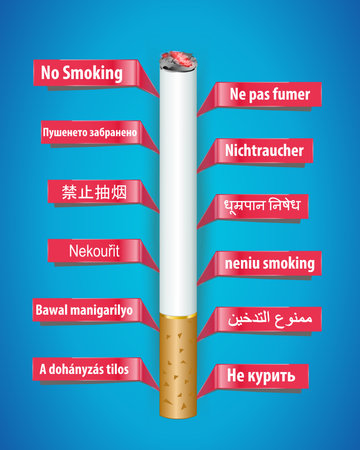 no smoking poster in different languages- vector eps10のイラスト素材