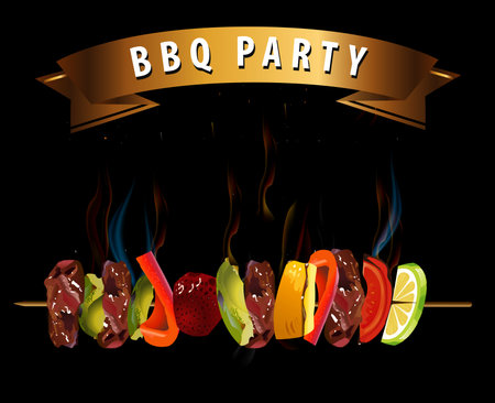 BBQ, Barbecue Menu Infographics - vector eps10のイラスト素材