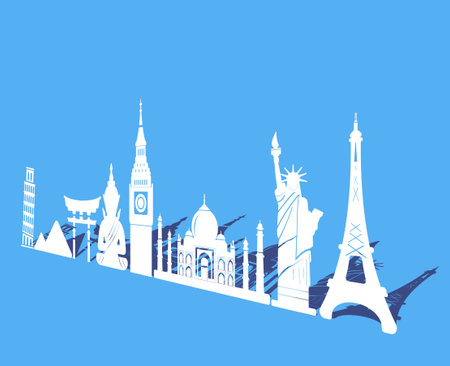 seven wonders of World, Travel and tourism background around the world のイラスト素材