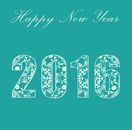 Happy New Year 2016, celebration concept with flat text on beautiful background のイラスト素材