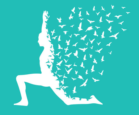 world yoga dayyoga infographic with birds flying design, healthcare and fitness - vector eps10のイラスト素材
