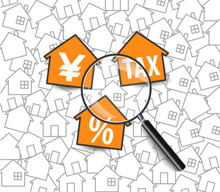 income tax background, tax returns with magnifying glass - vector eps10のイラスト素材