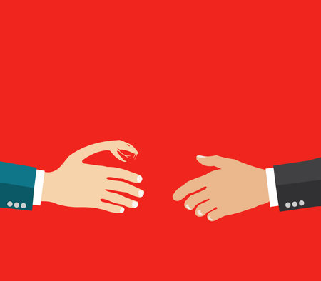 fraud, cheating, handshake, snake hand, business corruption - vector eps10のイラスト素材