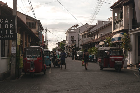 Galle fort, Sri lanka - december 27, 2018: City streets in the evening - Travel destination 2019のeditorial素材