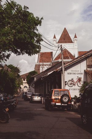 Galle fort, Sri lanka - december 27, 2018: City streets in the evening - Travel destination 2019の写真素材