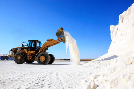 A dipper dredger in The lake Tuz, Turkeyのeditorial素材