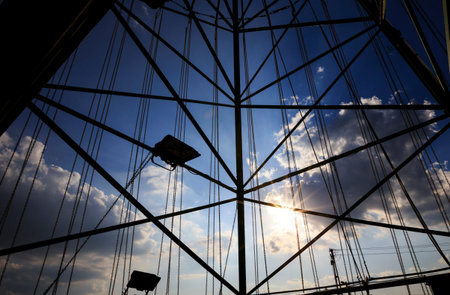 The metalic construction of swing ride in luna parkの写真素材