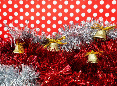 new year symbols in front of spotty red bagの写真素材