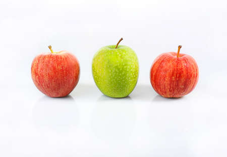 Three apples on the white backgroundの写真素材