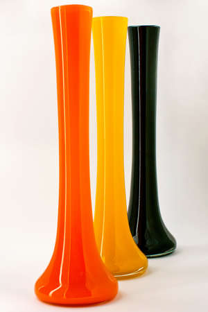 Composition of vase in three on white background colors  の写真素材