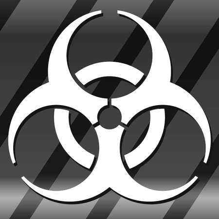 Nuclear Symbol Icon Vector White Symbol, Alert Grey backgroundのイラスト素材