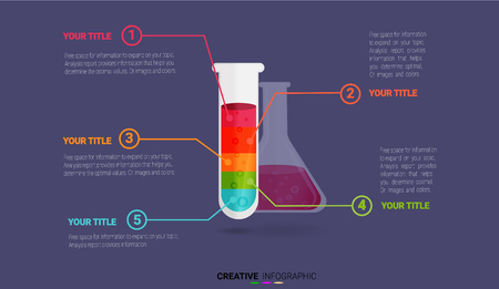Info-graphic on science, medicine, chemistry in tube experiments, test tube. Abstract info-graphics. Can be used for info-graphics vector illustration. Creative concept for info-graphic, steps or processes.のイラスト素材