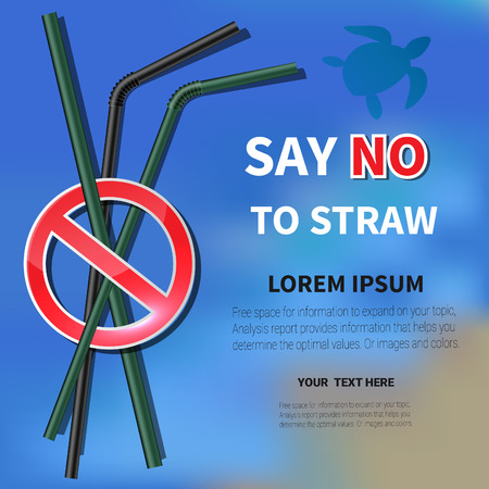 Say no disposable plastic drinking straws in favor of reusable metallic drinking straw.のイラスト素材