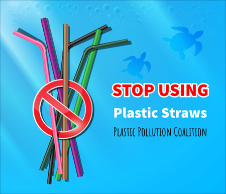 Stop using Plastic strawsのイラスト素材