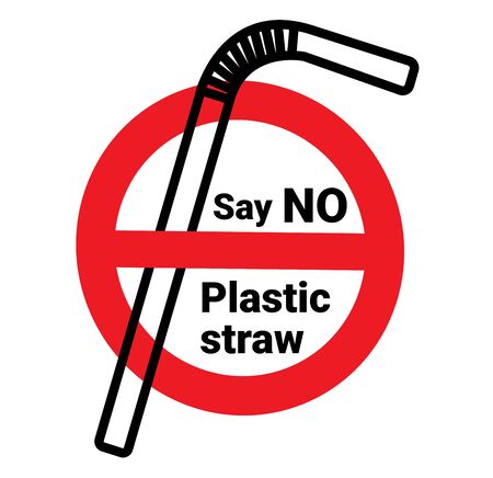 Say no disposable plastic drinking straws in favor of reusable metallic drinking straw. Say no to plastic straws.のイラスト素材