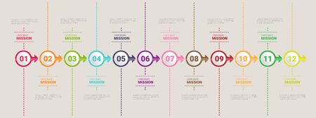 Timeline for 1 year, 12 months, infographics month planner design vector 12 steps and Presentation business can be used for Business concept with 12 options, steps or processes.のイラスト素材