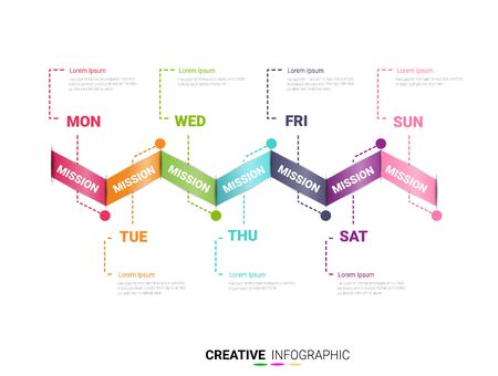 Timeline business for 7 day, 7 options, Timeline infographics design vector and Presentation business can be used for Business concept with 7steps or processes.のイラスト素材