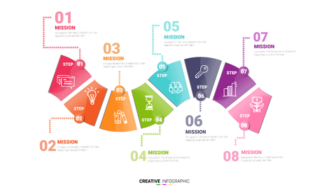 Vector infographic. Template for cycle diagram, graph, presentation and round chart. Business concept with 8 options, parts, steps or processes. Data visualization.のイラスト素材