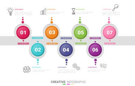 7 options, Timeline infographics design vector and Presentation business can be used for Business concept with 7steps or processes.のイラスト素材