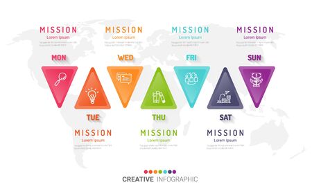 Timeline business for 7 day, 7 options, Timeline infographics design vector and Presentation business can be used for Business concept with 7 steps or processes.のイラスト素材