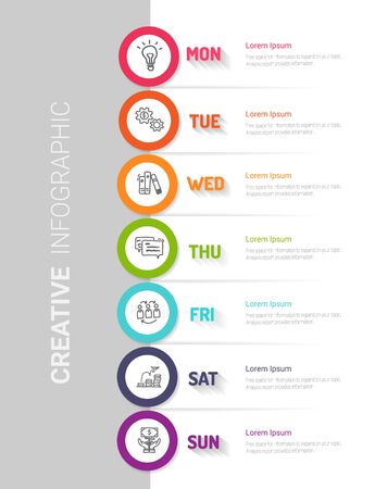 weekly planner, Timeline business for 7 day, Presentation business can be used for Business concept with 7 options, steps or processes.のイラスト素材