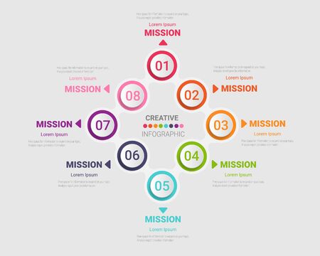 Template for cycle diagram, graph, presentation and round chart. Business concept with 8 equal options, parts, steps or processes. Startup layout for your project.のイラスト素材