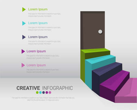 Presentation infographic template with 5 stair, vector infographics design and marketing icons can be used for workflow layout, steps or processes.のイラスト素材