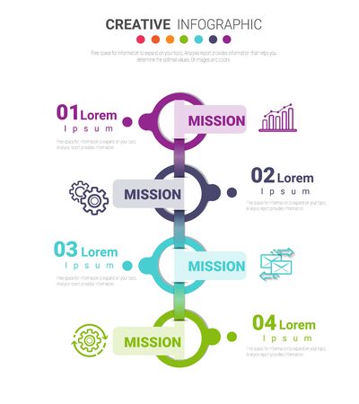 Abstract infographics number options template with steps, with 4 label. Can be used for workflow layout, diagram, business step options, banner, web design. Vector eps 10.のイラスト素材