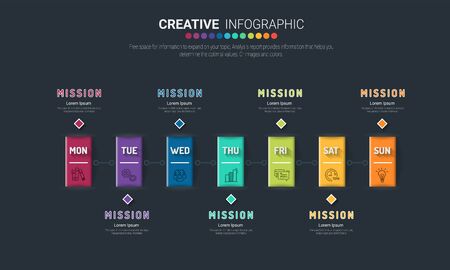 Timeline business for 7 day, 7 options, Timeline infographics design vector and Presentation business can be used for Business concept with 7steps or processes.のイラスト素材