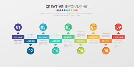 Presentation business infographic template, Abstract infographics number options template with 9 steps. Vector illustration.のイラスト素材