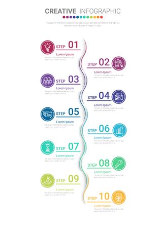 Infographic design template with numbers 10 option can be used for workflow layout, diagram, number step up options.のイラスト素材