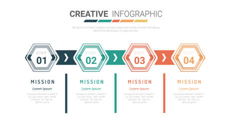 Abstract info graphics number options template with steps, with 4 label.のイラスト素材
