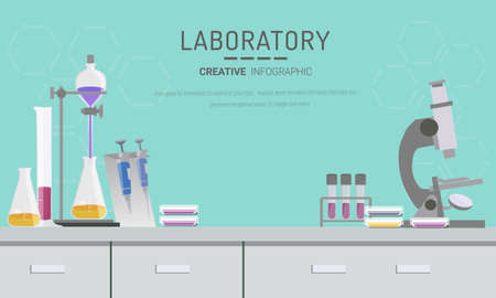 Research laboratory vector illustration concept, scientis working at laboratorium , vector template background isolated, can be use for presentation, web, banner ui ux, landing page.のイラスト素材