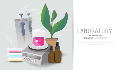 Research laboratory vector illustration concept, scientis working at laboratorium , vector template background isolated, can be use for presentation, web, banner ui ux, landing page.のイラスト素材