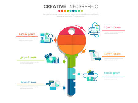 Infographic template with numbers 6 option can be used for workflow layout, diagram, number step up options.のイラスト素材