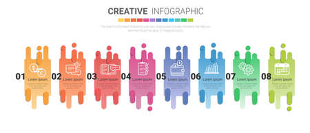 Vector infographic. Template for cycle diagram, graph, presentation and round chart. Business concept with 8 options, parts, steps or processes. Data visualization.のイラスト素材