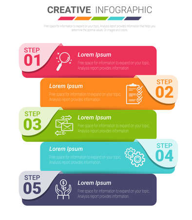 Infographic design template with numbers 5 option can be used for workflow layout, diagram, number step up options.のイラスト素材