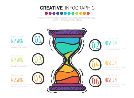 Infographic template with numbers 6 option can be used for workflow layout, diagram, number step up...