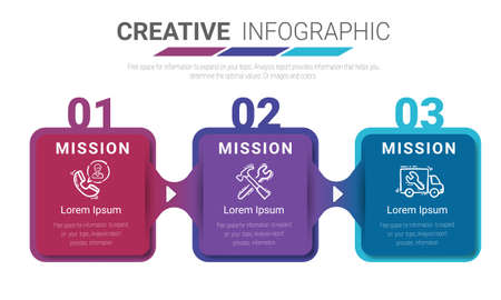 . Business concept with 3 equal options, parts, steps or processes. Startup layout for your project.のイラスト素材