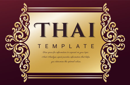 Decorative  vintage frame for invitations, frames, menus, labels and websites. Elegant vector element Eastern style, place for text. Thai traditionalのイラスト素材